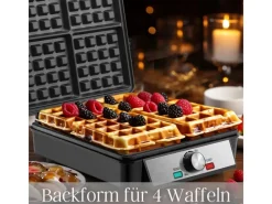 Outlet STEINBORG SB-2060 Waffeleisen für 4 Waffeln Antihaftbeschichtung 1200 Watt