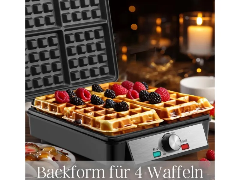 Outlet STEINBORG SB-2060 Waffeleisen für 4 Waffeln Antihaftbeschichtung 1200 Watt