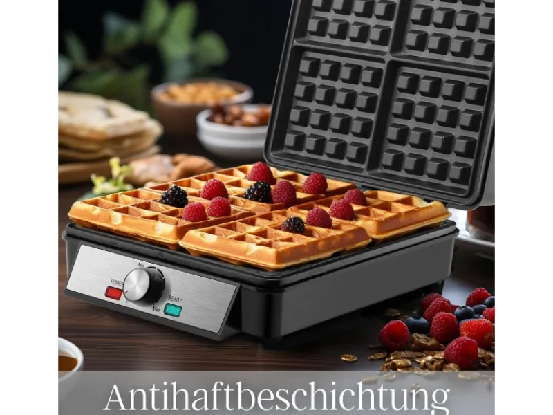 Outlet STEINBORG SB-2060 Waffeleisen für 4 Waffeln Antihaftbeschichtung 1200 Watt