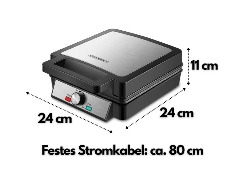 Outlet STEINBORG SB-2060 Waffeleisen für 4 Waffeln Antihaftbeschichtung 1200 Watt