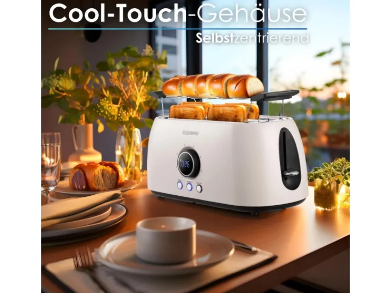Hot STEINBORG SB-2214 XXL 4 Scheiben Toaster Digitales Display 1500 Watt Beige