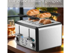 STEINBORG Haushaltsgeräte<SB-2210 XXL 4-fach Toaster 1600 Watt 2x Brötchenaufsatz
