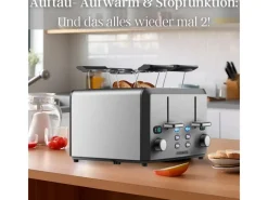 STEINBORG Haushaltsgeräte<SB-2210 XXL 4-fach Toaster 1600 Watt 2x Brötchenaufsatz