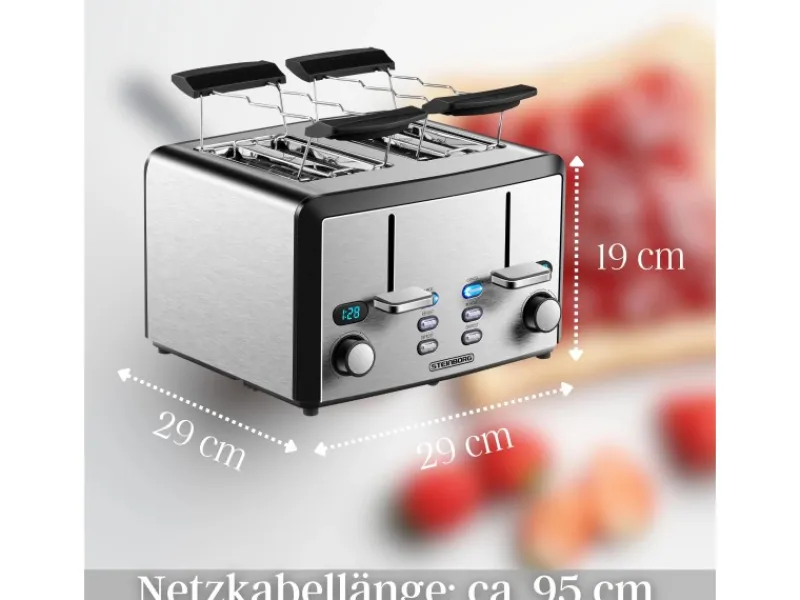 STEINBORG Haushaltsgeräte<SB-2210 XXL 4-fach Toaster 1600 Watt 2x Brötchenaufsatz