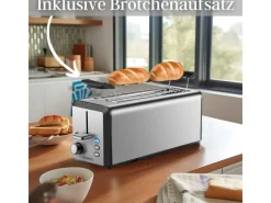 STEINBORG SB-2211 XXL Langschlitz Toaster mit Brötchenaufsatz 1500 Watt< Haushaltsgeräte