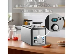 STEINBORG SB-2211 XXL Langschlitz Toaster mit Brötchenaufsatz 1500 Watt< Haushaltsgeräte