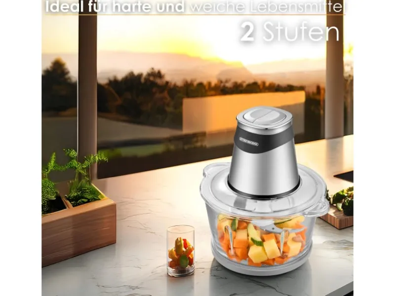 STEINBORG SB-2640 Zerkleinerer mit Glasbehälter Elektrisch 1,8L 500 Watt< Haushaltsgeräte