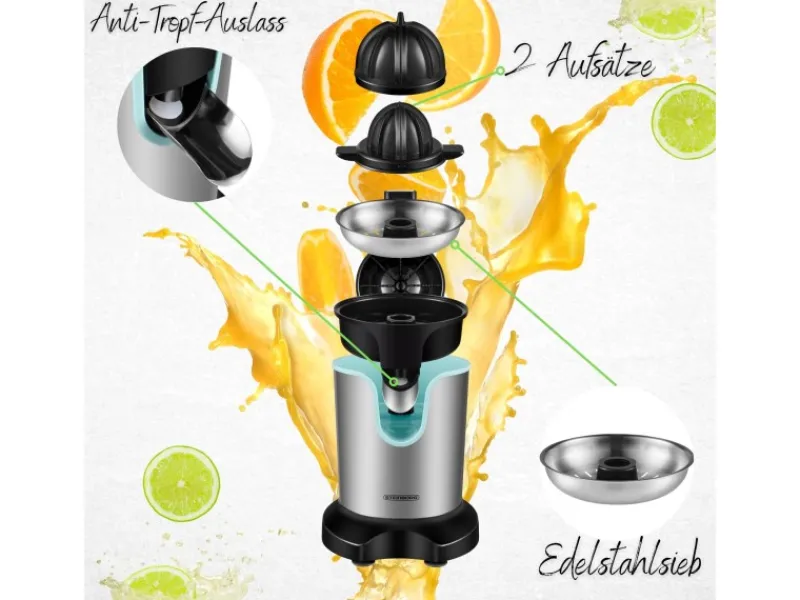 STEINBORG SB-7051 Zitruspresse Saftpresse Edelstahlgehäuse 800 Watt< Haushaltsgeräte