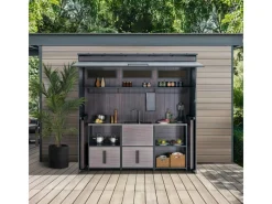 Sunjoy Gartenhaus Mambo für Outdoor Küche 94 cm x 220 cm Anthrazit< Küchenregale
