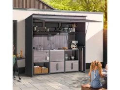 Sunjoy Gartenhaus Mambo für Outdoor Küche 94 cm x 220 cm Anthrazit< Küchenregale