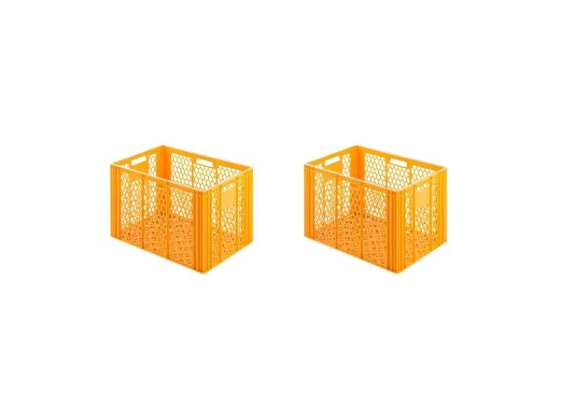 PROREGAL SuperSparSet 2 x Eurobehälter Bäcker- und Konditorenkasten HxBxT 42,1 x 40 x 60 85 Liter Gelb-Orange Brötchenkiste Sstapelbare Bäckerkiste< Vorratsdosen|Vorratsbehälter