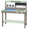 SwingKing Herde<Swing King Spielküche Mud Kitchen 88 cm x 77 cm x 34 cm Grau-Grün FSC®
