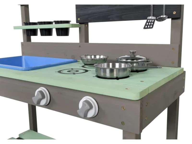 SwingKing Herde<Swing King Spielküche Mud Kitchen 88 cm x 77 cm x 34 cm Grau-Grün FSC®
