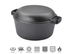 TAINO Double Dutch Oven 6L Gusseisen Deckel Allzweck-Kochtopf Schmortopf Dopf< Pfannen|Töpfe