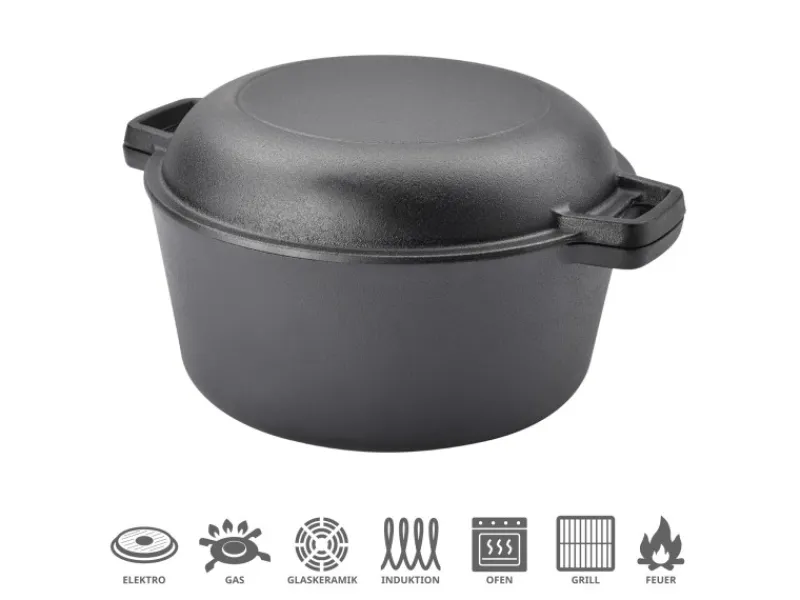 TAINO Double Dutch Oven 6L Gusseisen Deckel Allzweck-Kochtopf Schmortopf Dopf< Pfannen|Töpfe