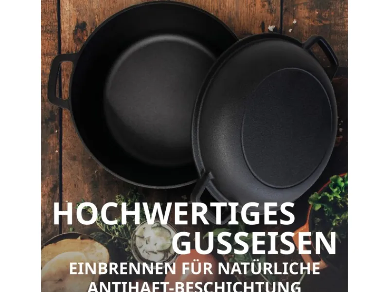 TAINO Double Dutch Oven 6L Gusseisen Deckel Allzweck-Kochtopf Schmortopf Dopf< Pfannen|Töpfe