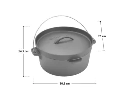TAINO Dutch Oven 4L Gusseisen Feuertopf Deckelheber Grillzubehör Dopf< Herde|Töpfe