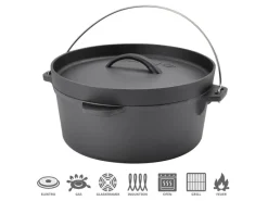 TAINO Dutch Oven 4L Gusseisen Feuertopf Deckelheber Grillzubehör Dopf< Herde|Töpfe