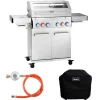 TAINO Platinum Yamara 4+2 Gasgrill Set mit Haube Edelstahl 4 Brenner Sear-Burner Backburner< Schneidebretter