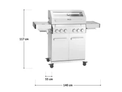 TAINO Platinum Yamara 4+2 Gasgrill Set mit Haube Edelstahl 4 Brenner Sear-Burner Backburner< Schneidebretter