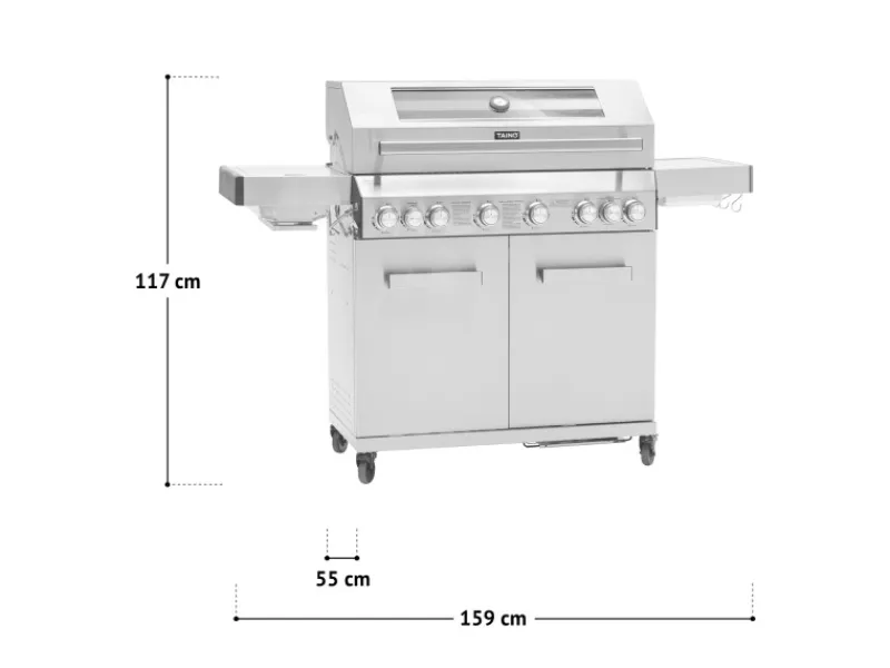 TAINO Schneidebretter<Platinum Yamara 6+2 Gasgrill Edelstahl 6 Brenner Sear-Burner Backburner