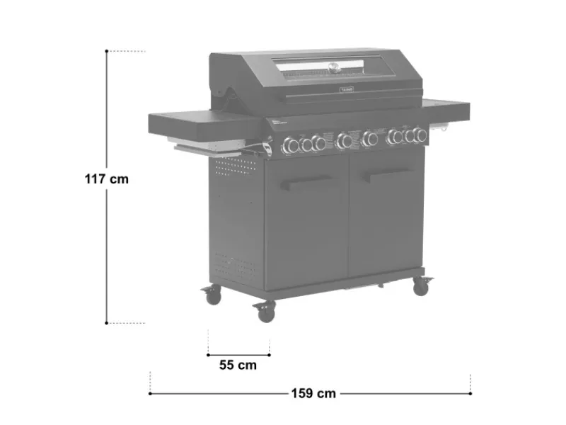TAINO Schneidebretter<Platinum Yamara Dark 6+2 Gasgrill Stahl 6 Brenner Sear-Burner Backburner