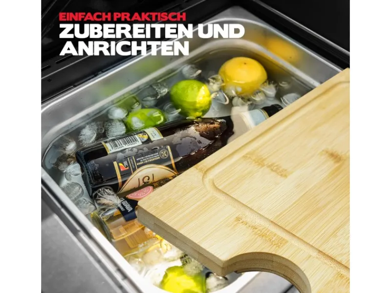 TAINO Schneidebretter<Platinum Yamara Dark 4+2 Gasgrill Stahl 4 Brenner Sear-Burner Backburner