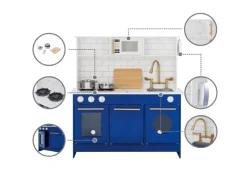 Teamson Kids Kinderküche Spielküche mit Zubehör für Kinder Blau< Schneidebretter