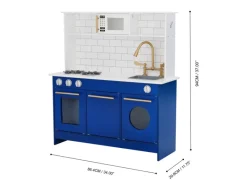 Teamson Kids Kinderküche Spielküche mit Zubehör für Kinder Blau< Schneidebretter