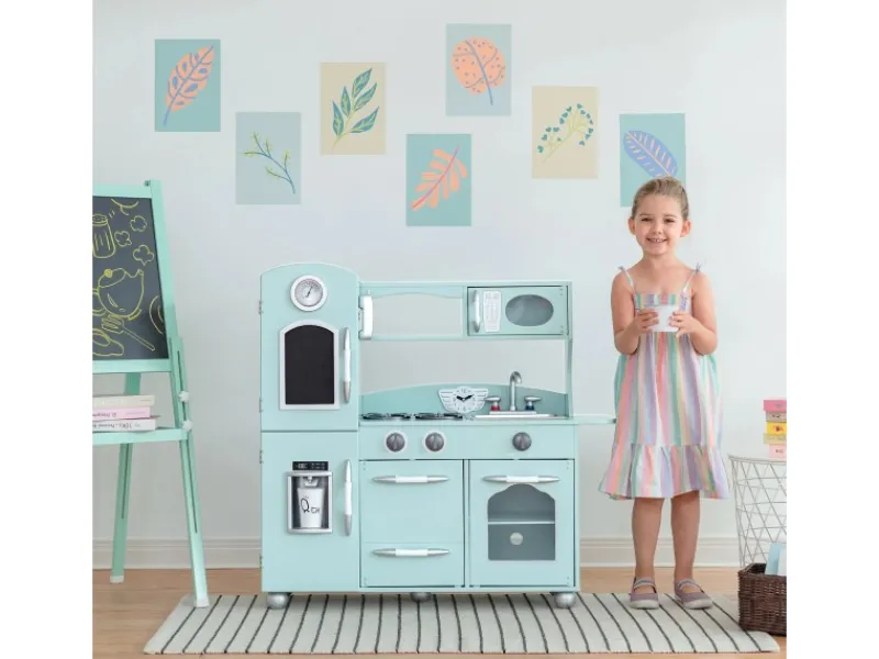 Teamson Kids Kinderküche Spielküche mit Zubehör für Kinder Minze< Herde|Kühlschränke