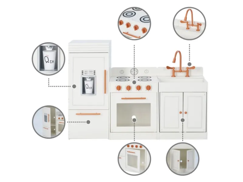 Herde|Kühlschränke<Teamson Kids Little Chef Paris Modulare Spielküche Weiß Roségold