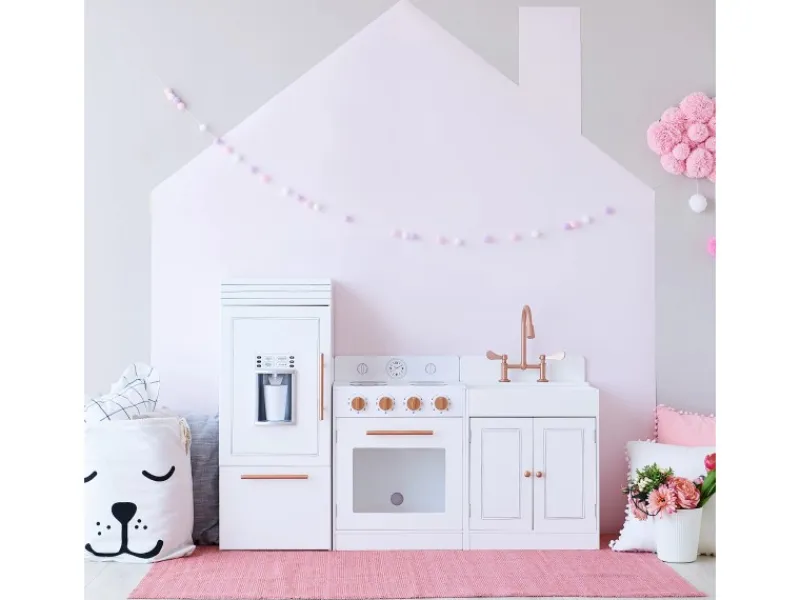 Herde|Kühlschränke<Teamson Kids Little Chef Paris Modulare Spielküche Weiß Roségold