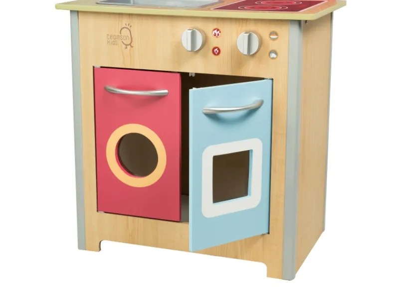 Teamson Kids Little Chef Porto Klassik Interaktive Holzspielküche Rot< Kochfelder|Herde
