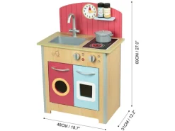 Teamson Kids Little Chef Porto Klassik Interaktive Holzspielküche Rot< Kochfelder|Herde
