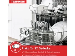 Telefunken Geschirrspüler<Geschirrspüler vollintegriert Einbauspülmaschine 60 cm 12 Maßgedecke 9 Programme AquaStop G-EV-6014-C