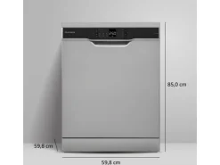 Telefunken Geschirrspüler<Geschirrspüler Freistehend 60 cm Spülmaschine Silber 12 Maßgedecke 6 Programme AquaStop Eco GFS6012DI
