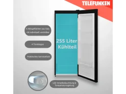 Telefunken Kühlschrank 255 Liter Freistehend mit Gemüsefach ohne Gefrierfach LED-Beleuchtung KTFK265EDI< Kühlschränke