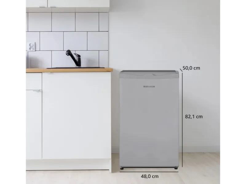 Telefunken Kühlschränke<Kühlschrank mit Gefrierfach Nur für Eiswürfel 89 Liter Klein Freistehend CF-33-101-S2 Silber