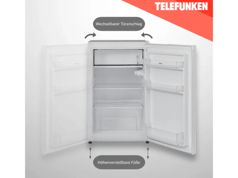 Telefunken Kühlschränke<Kühlschrank mit Gefrierfach Freistehend 89L Nutzinhalt CF-33-101-W2