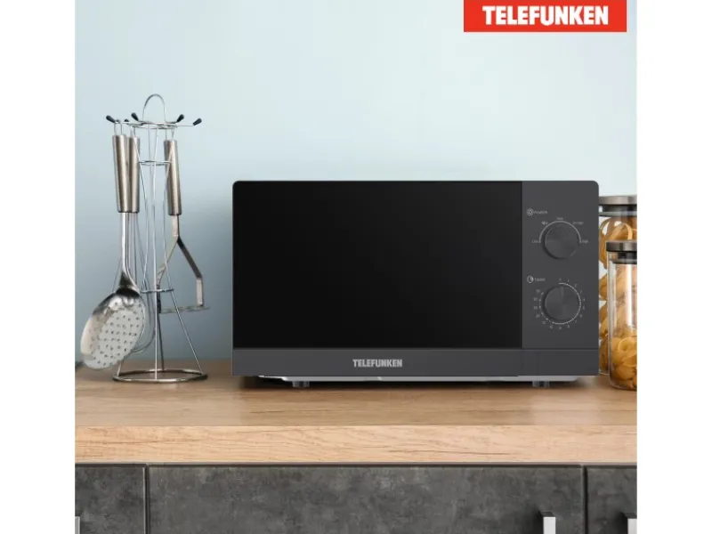 Telefunken Haushaltsgeräte<Mikrowelle Solo Mikrowellengerät Klein mit 20 L Garraum 700 W 5 Leistungsstufen Schwarz B-MW-20-G-B