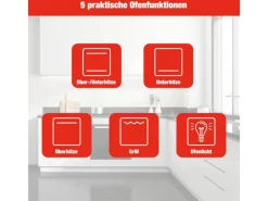 Telefunken Standherd mit Glaskeramik-Kochfeld Elektroherd Freistehend 50 cm Breit Herd mit Backofen und Kochfeld< Kochfelder|Herde