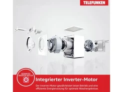 New Telefunken Waschmaschine 8kg 1400 U/Min. Inverter Motor AquaStop 15 Programme W-8-1400-A-W weiß