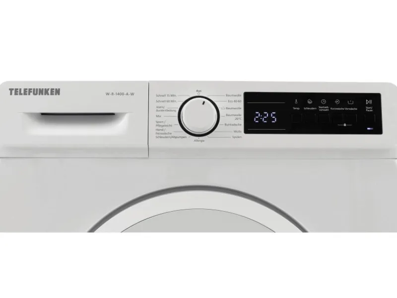 New Telefunken Waschmaschine 8kg 1400 U/Min. Inverter Motor AquaStop 15 Programme W-8-1400-A-W weiß