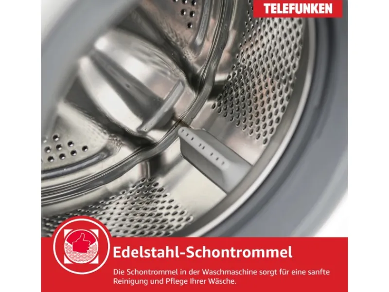 Telefunken Waschmaschinen<Waschmaschine 7kg Frontlader 1400 U/Min Inverter Motor Schontrommel 15 Programme Weiß W714A1W