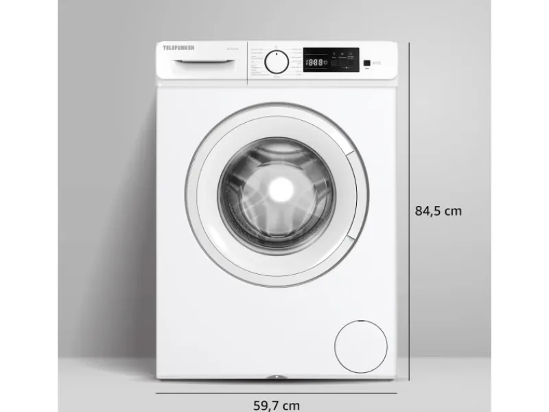 Telefunken Waschmaschinen<Waschmaschine 7kg Frontlader 1400 U/Min Inverter Motor Schontrommel 15 Programme Weiß W714A1W