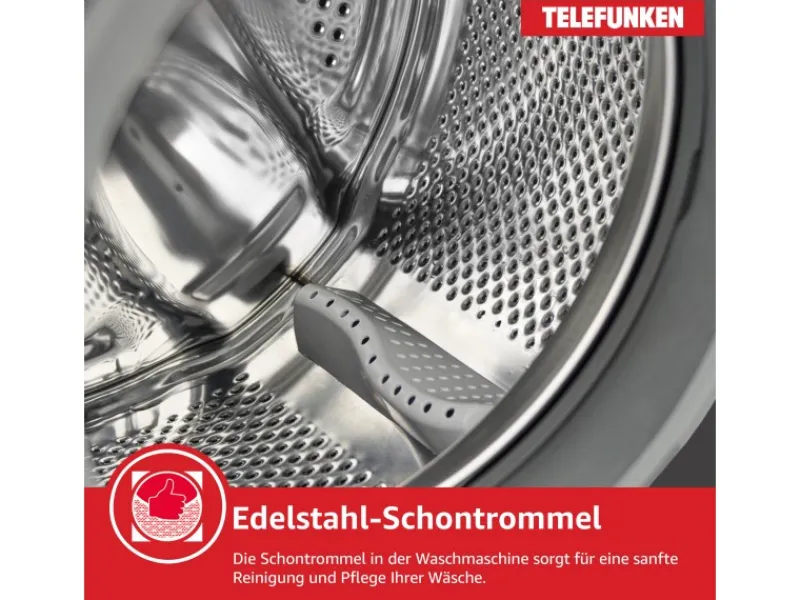 Discount Telefunken Waschmaschine 7kg Frontlader 1400 U/Min Inverter Motor AquaStop Schontrommel Dark Inox W-7-1400-A-DI