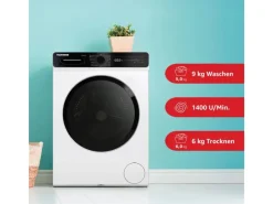 Telefunken Waschmaschinen<Waschtrockner Kombi 9 kg Waschen 6 kg Trocknen Waschmaschine mit Trockner integriert 1400 U/Min Weiß