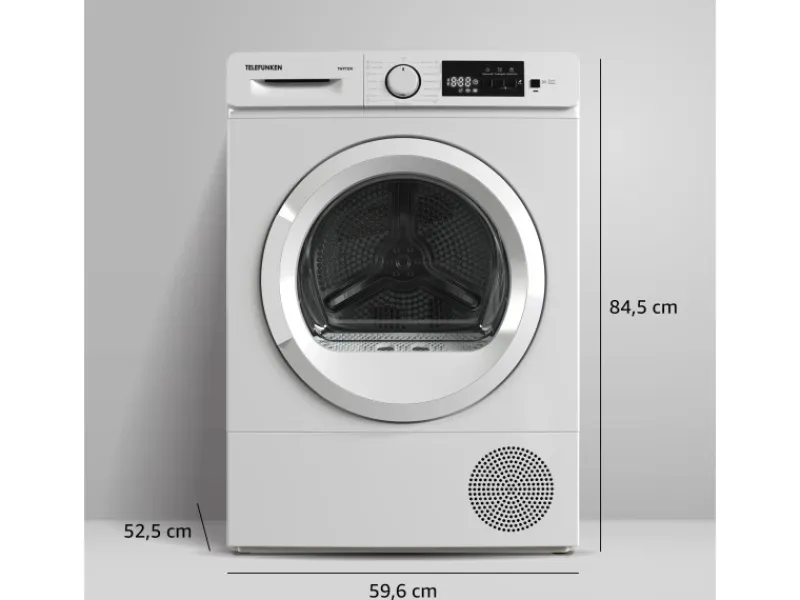 Telefunken Wäschetrockner<Wärmepumpentrockner 7 kg Trockner Frontlader Wäschetrockner Knitterschutz Startzeitvorwahl Leise TWP7EW