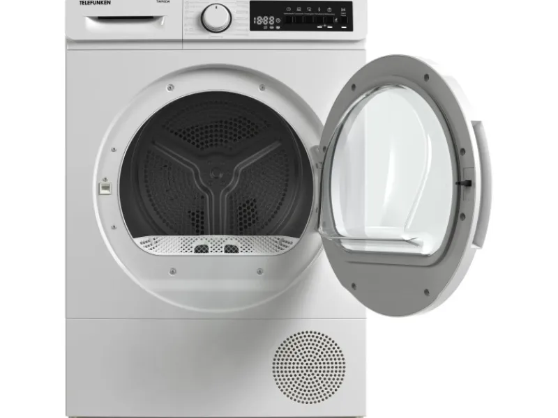 Telefunken Wärmepumpentrockner für 8 kg Wäsche Trockner Frontlader Wäschetrockner mit Knitterschutz Leise TWP8CW< Wäschetrockner