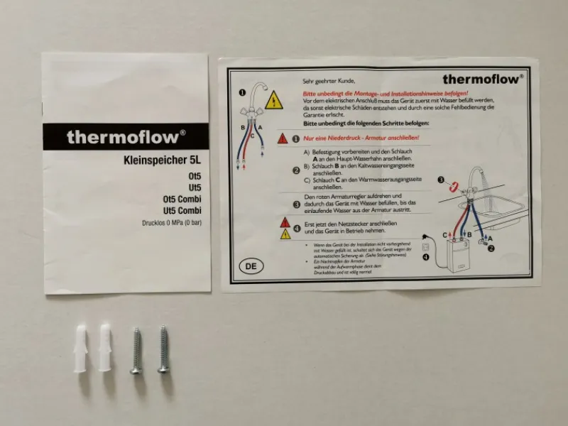 Outlet Thermoflow Untertischspeicher UT5SETOVALIS mit Niederdruckarmatur 5 Liter